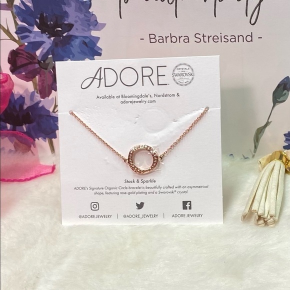 NWT ADORE ORGANIC CIRCLE BEADED SWAROVSKI CRYSTAL ROSE GOLD BRACELET - Picture 3 of 12